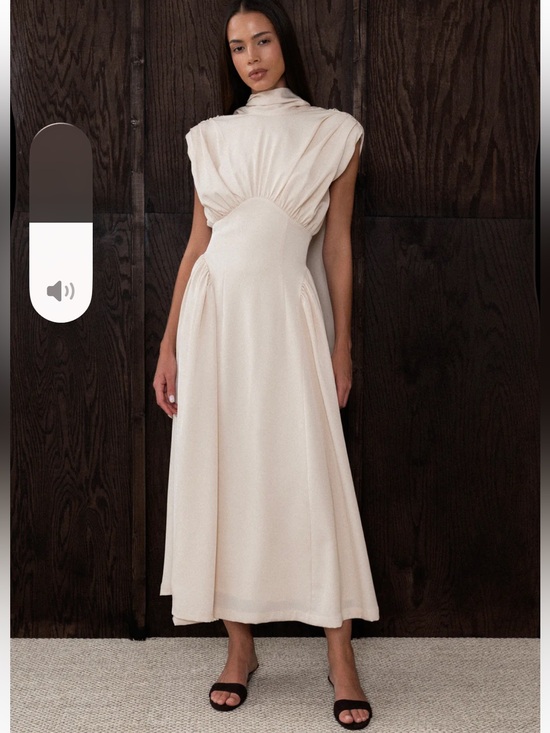 the bekk Dresses & Skirts - NEW The Bekk Eliana Sleeveless Scarf Dress in Oat Fit and Flare  Style Sz L NWT